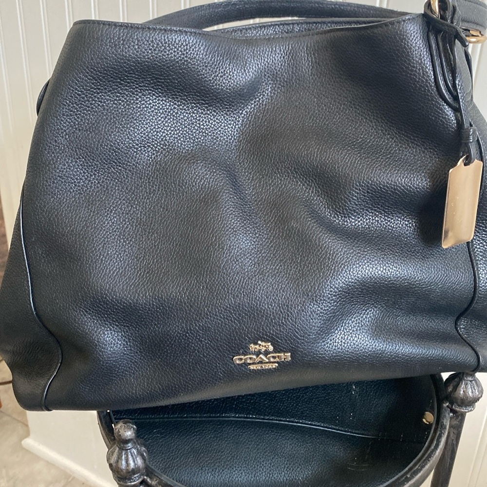 Coach black Edi shoulder pebble leather bag
